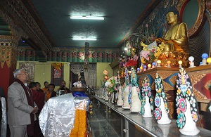 The Governor of Arunachal Pradesh Shri P.B. Acharya offering prayers in Monastery at Dirang on 7th April 2017.